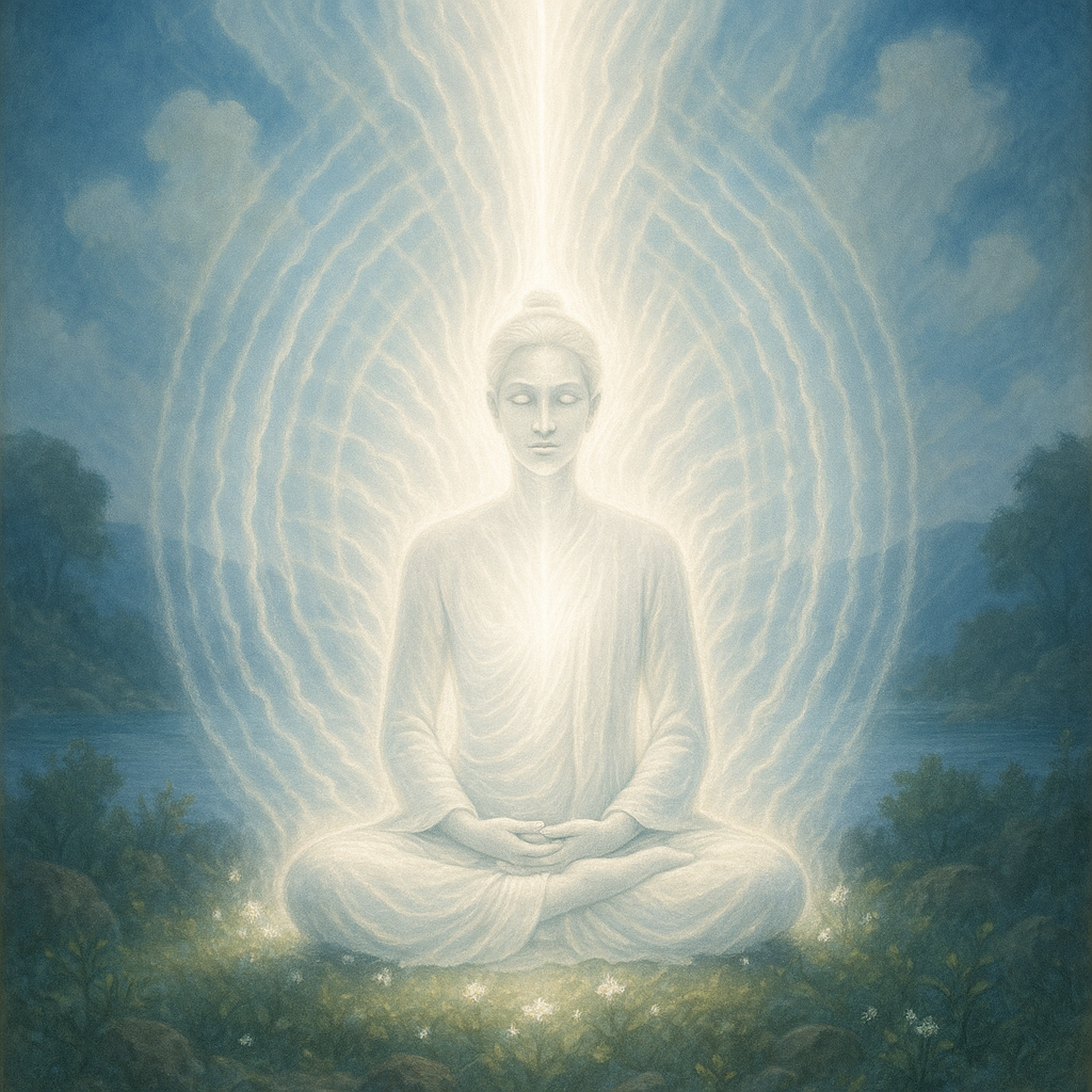 Representação artística da vibração luminosa da Qu